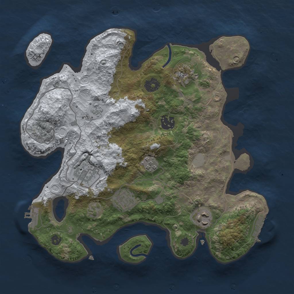 Rust Map: Procedural Map, Size: 3000, Seed: 817917, 14 Monuments