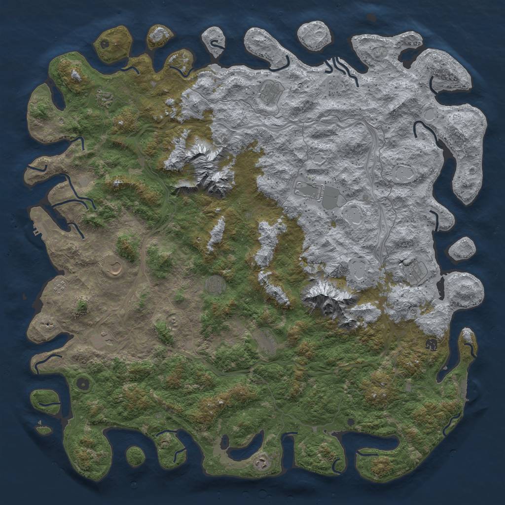 Rust Map: Procedural Map, Size: 6000, Seed: 215034641, 20 Monuments