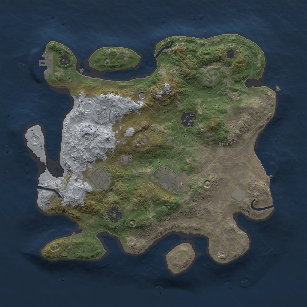 Rust Map: Procedural Map, Size: 3000, Seed: 345674567, 12 Monuments