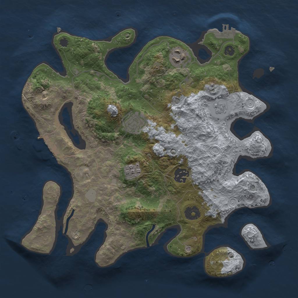 Rust Map: Procedural Map, Size: 3000, Seed: 1096481532, 13 Monuments