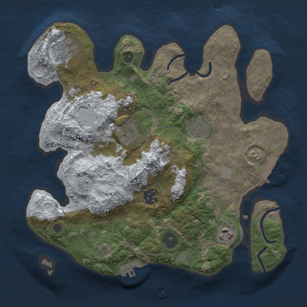 Rust Map: Procedural Map, Size: 3000, Seed: 127918, 14 Monuments