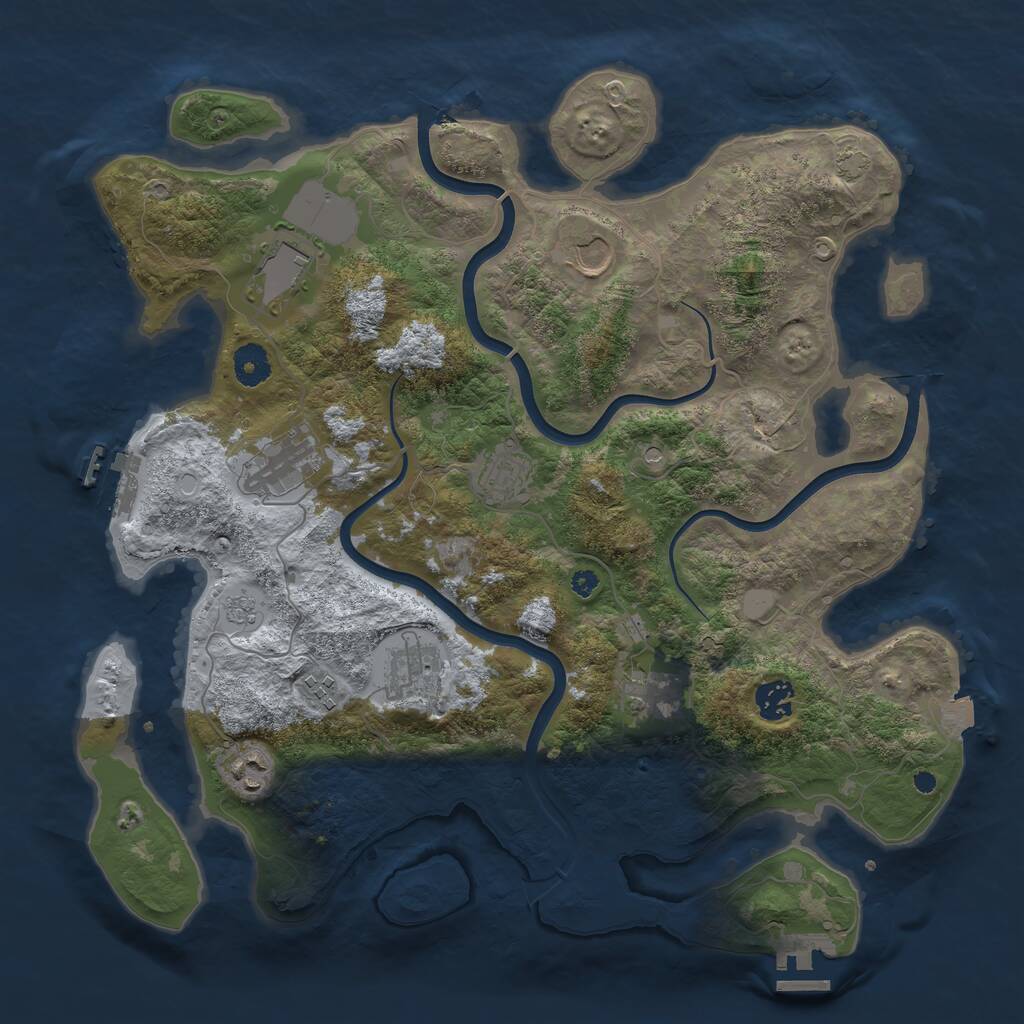Rust Map: Procedural Map, Size: 3850, Seed: 1458241270, 15 Monuments