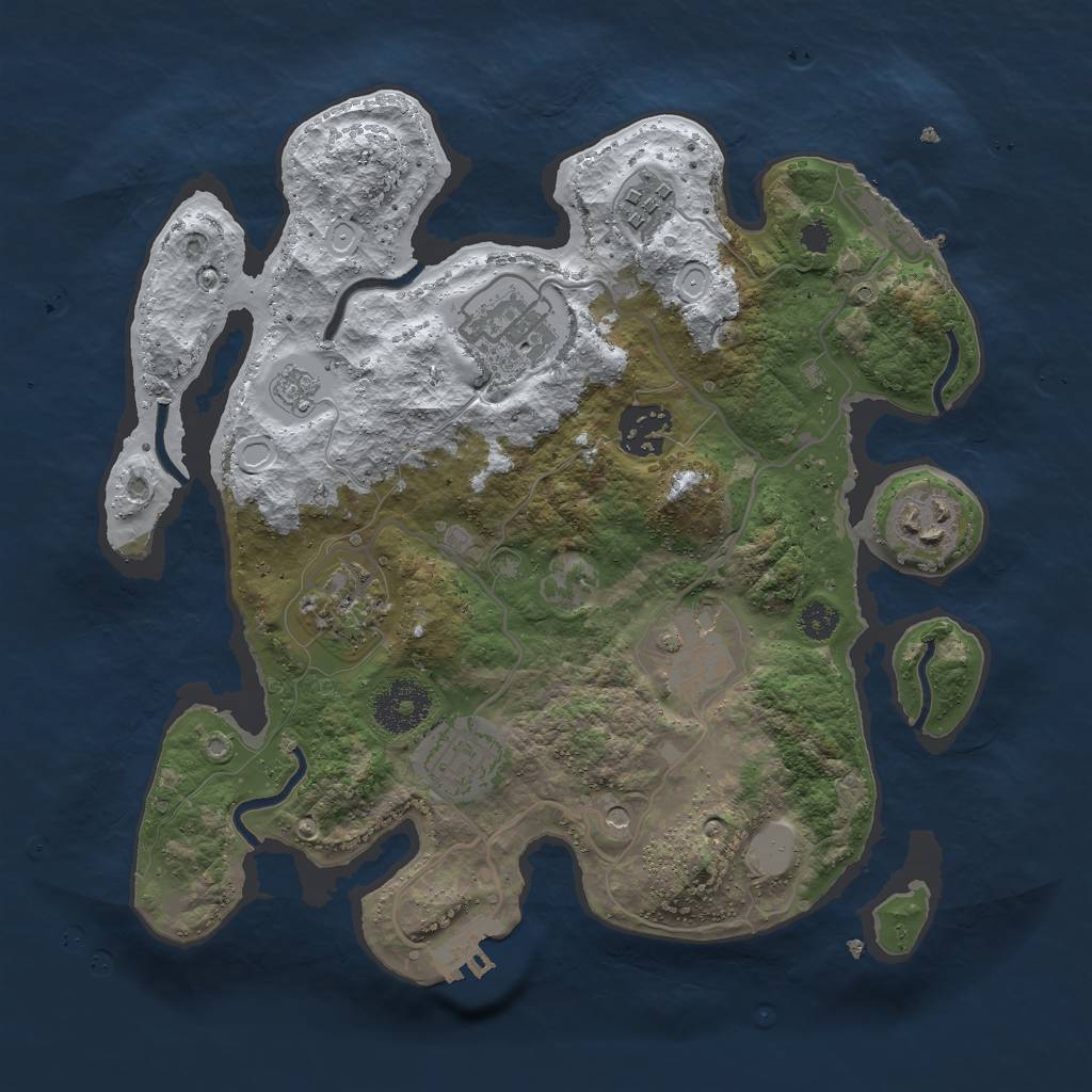 Rust Map: Procedural Map, Size: 3000, Seed: 789456123, 16 Monuments