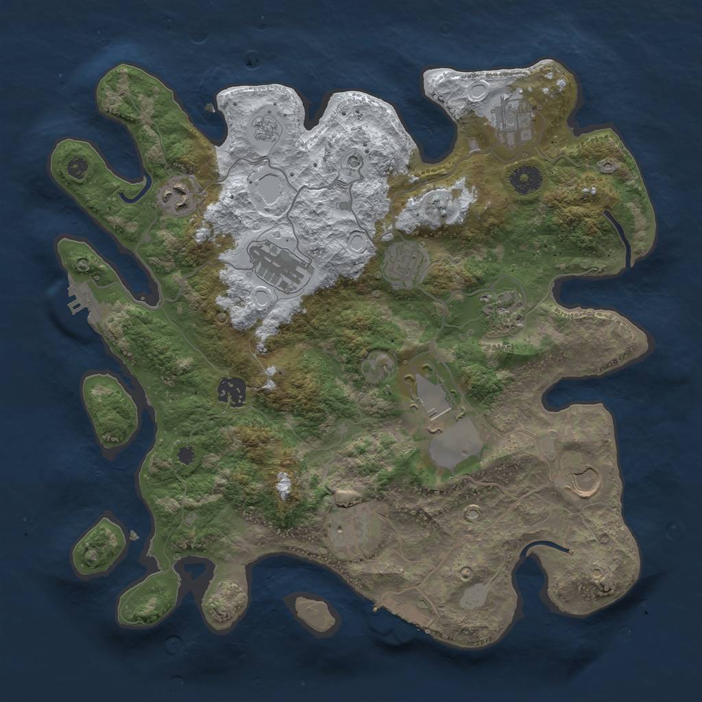 Rust Map: Procedural Map, Size: 3500, Seed: 2098299024, 18 Monuments