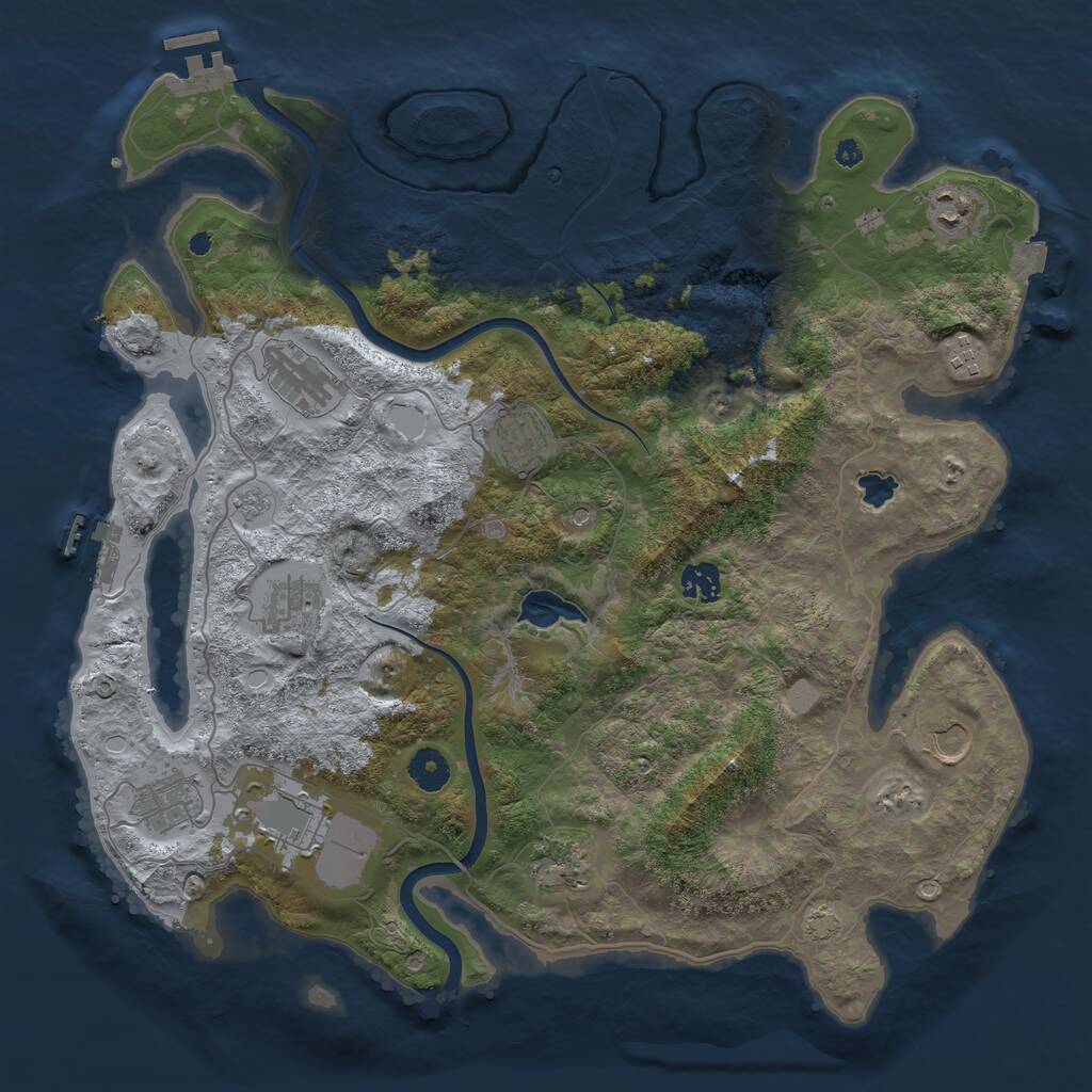 Rust Map: Procedural Map, Size: 4000, Seed: 523796217, 16 Monuments