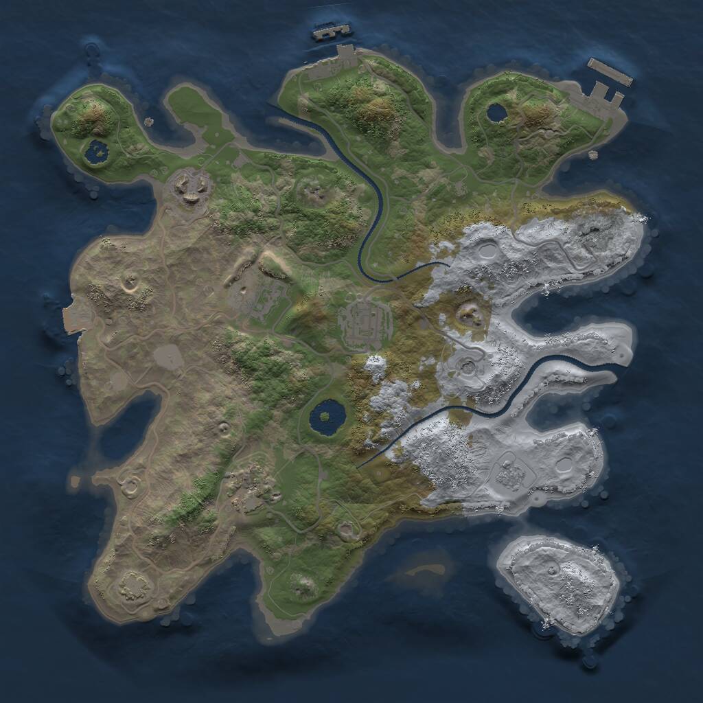Rust Map: Procedural Map, Size: 3000, Seed: 85818624, 10 Monuments