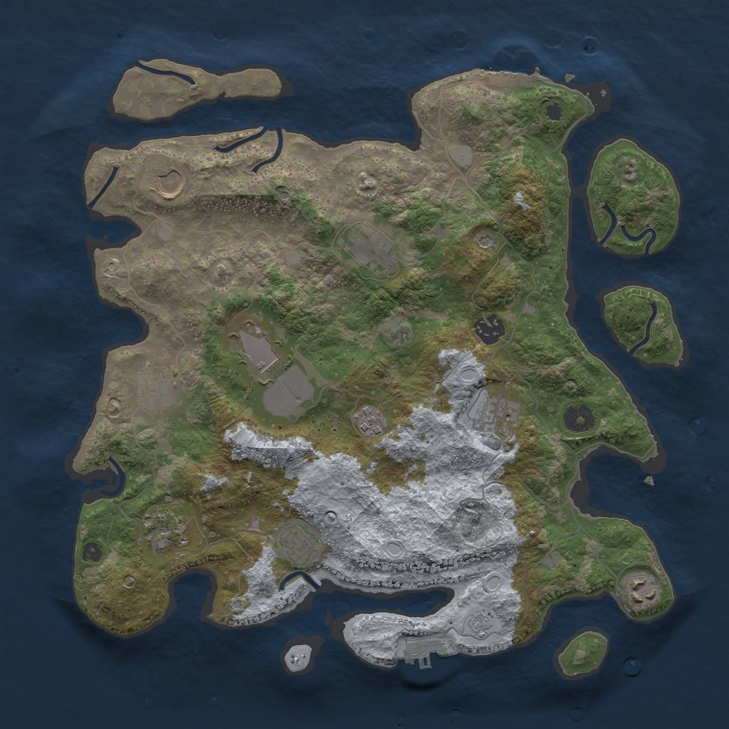Rust Map: Procedural Map, Size: 3750, Seed: 1081902213, 19 Monuments