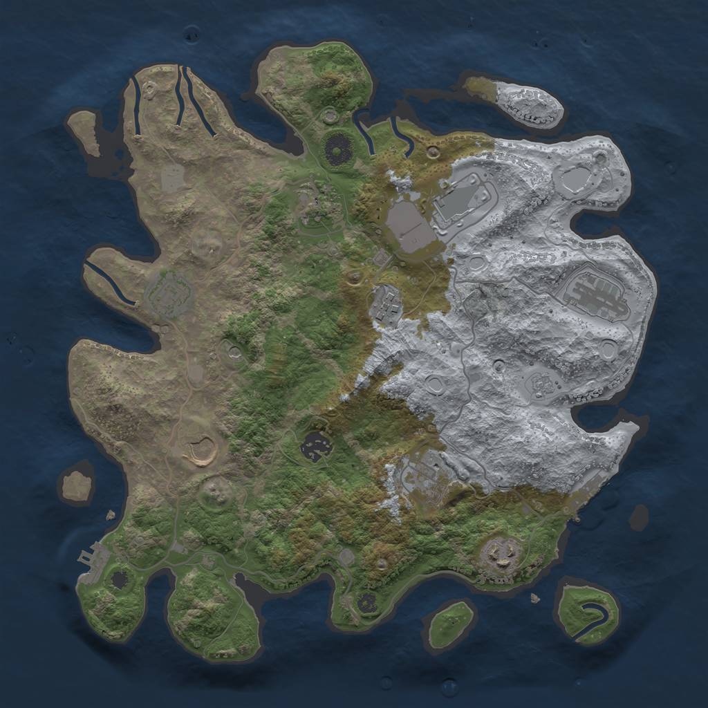 Rust Map: Procedural Map, Size: 3600, Seed: 101326123, 18 Monuments