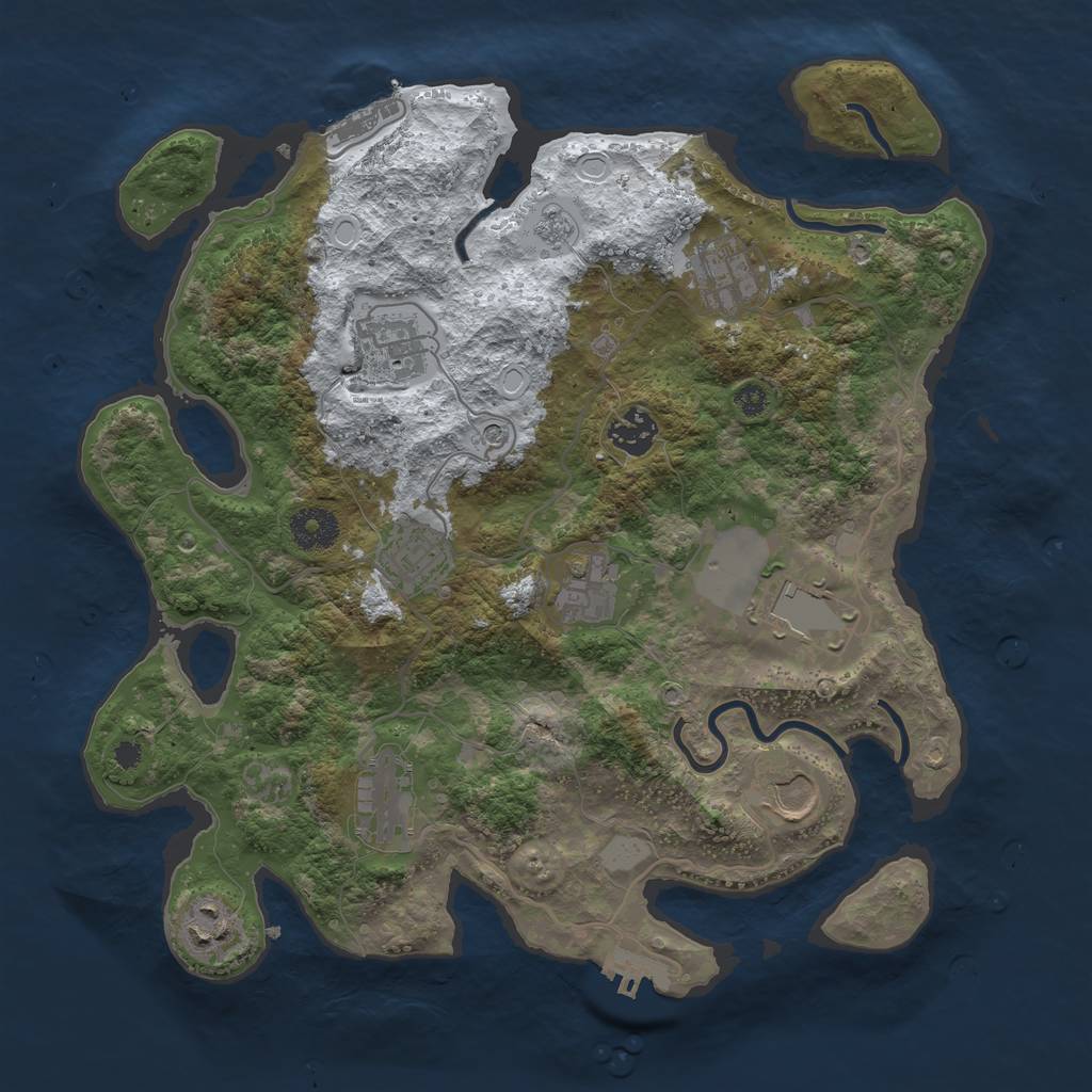 Rust Map: Procedural Map, Size: 3500, Seed: 99100, 18 Monuments