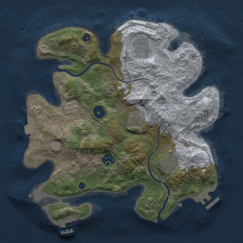 Rust Map: Procedural Map, Size: 3000, Seed: 700866405, 10 Monuments