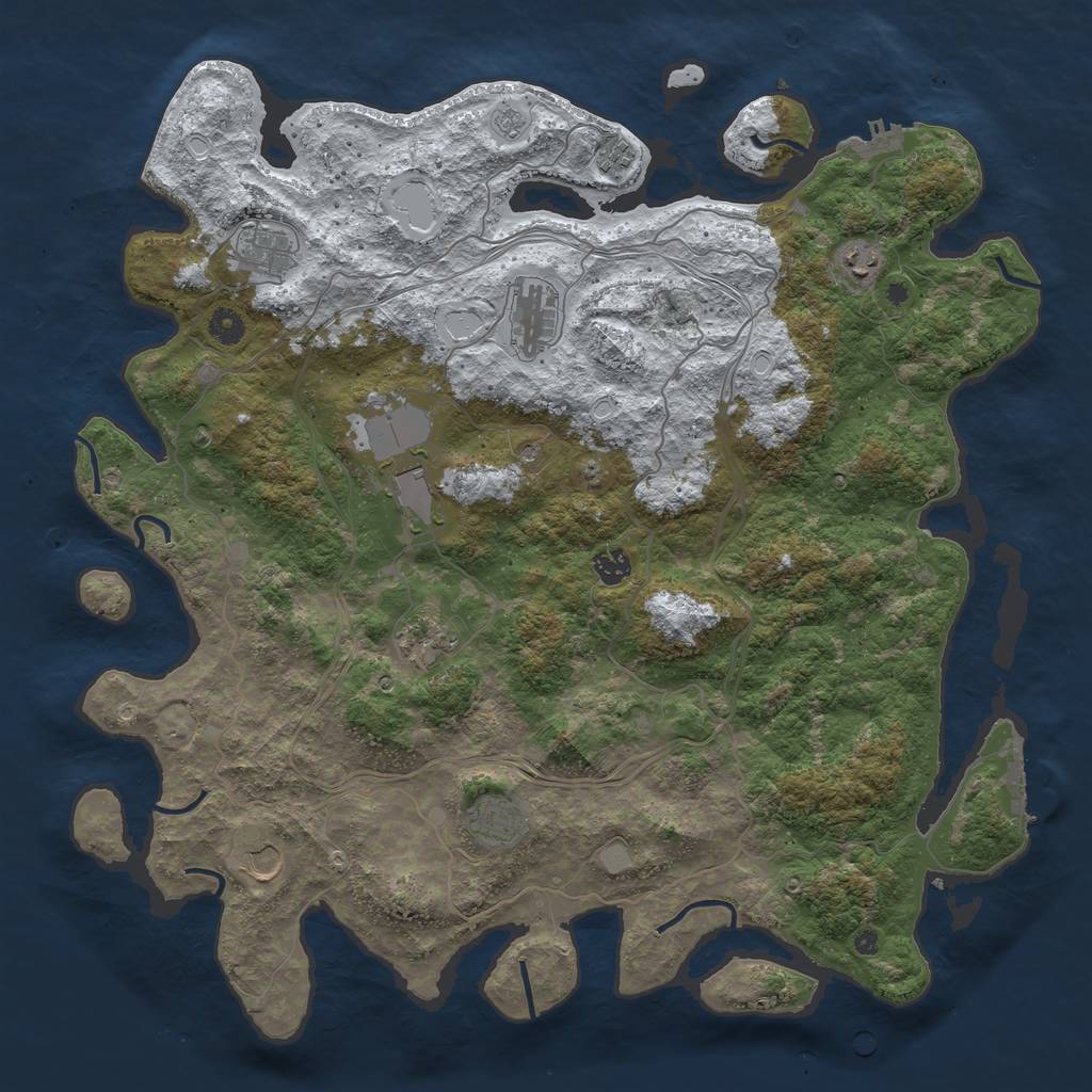 Rust Map: Procedural Map, Size: 4500, Seed: 131077921, 18 Monuments
