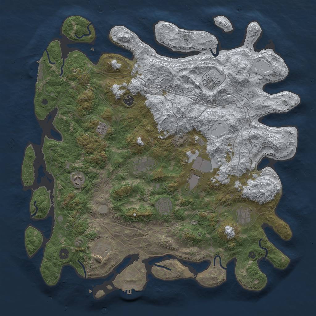 Rust Map: Procedural Map, Size: 4500, Seed: 335957395, 18 Monuments