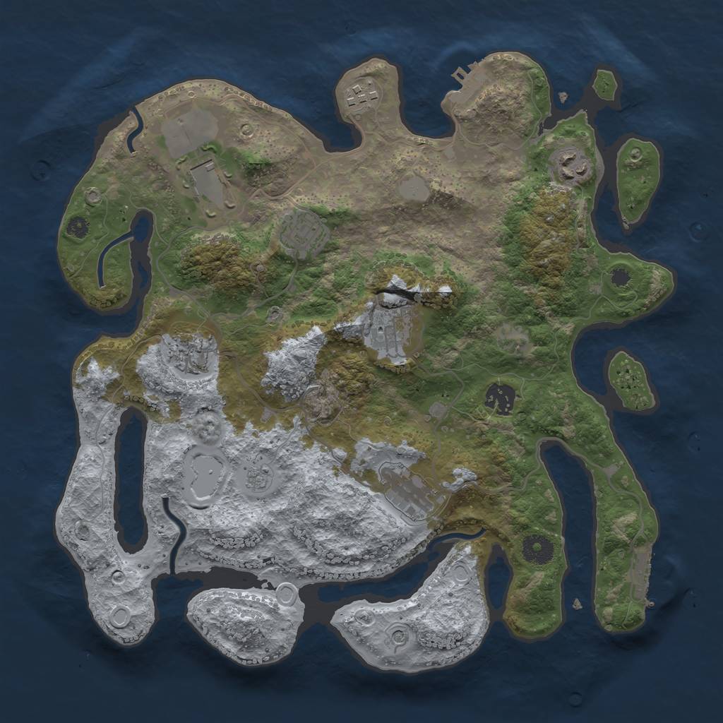 Rust Map: Procedural Map, Size: 3500, Seed: 9123185, 17 Monuments