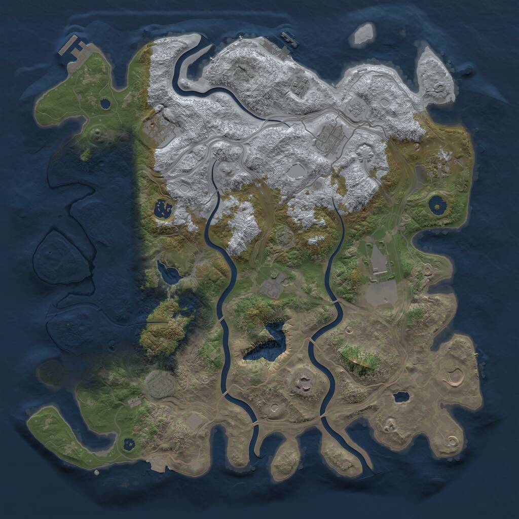 Rust Map: Procedural Map, Size: 4250, Seed: 1820768036, 16 Monuments