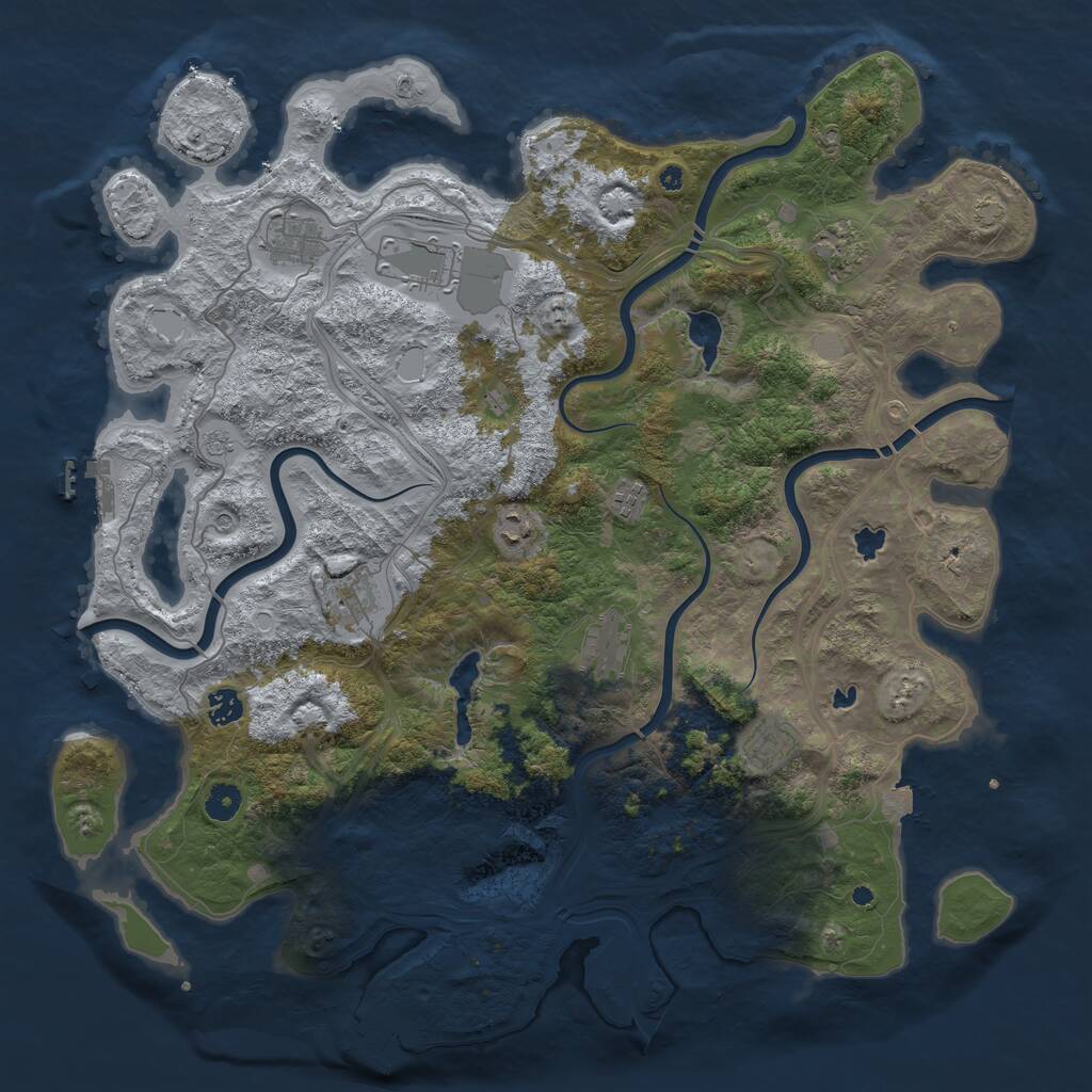 Rust Map: Procedural Map, Size: 4500, Seed: 4604047, 15 Monuments
