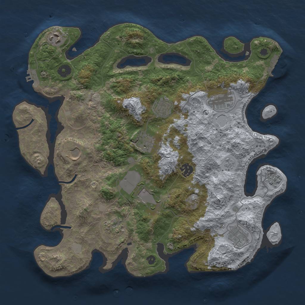Rust Map: Procedural Map, Size: 3600, Seed: 1713, 16 Monuments