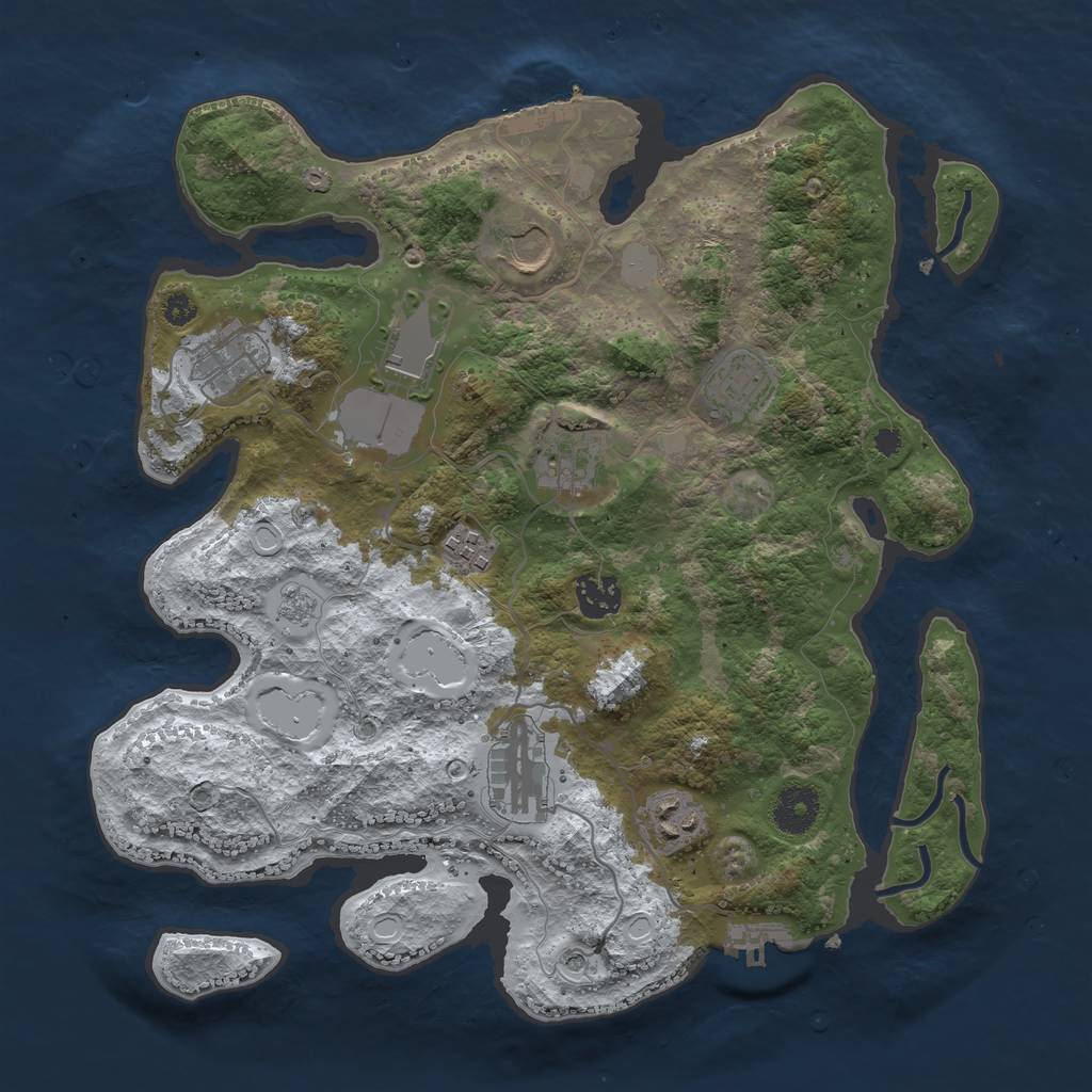 Rust Map: Procedural Map, Size: 3500, Seed: 1911307766, 18 Monuments