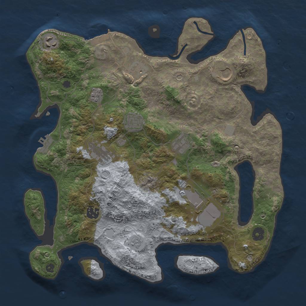 Rust Map: Procedural Map, Size: 3500, Seed: 602565, 18 Monuments