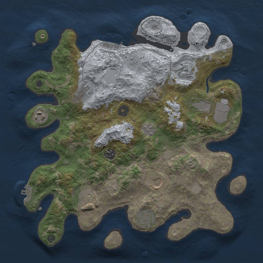 Rust Map: Procedural Map, Size: 3500, Seed: 2030684052, 16 Monuments