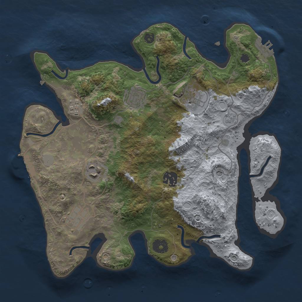 Rust Map: Procedural Map, Size: 3000, Seed: 1551749789, 15 Monuments