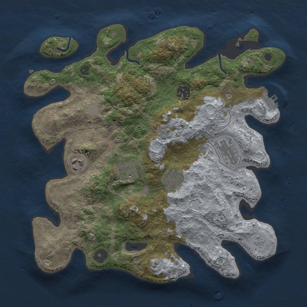 Rust Map: Procedural Map, Size: 3318, Seed: 2397947, 14 Monuments