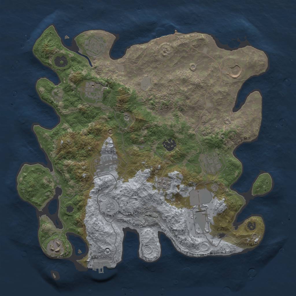Rust Map: Procedural Map, Size: 3500, Seed: 675178208, 18 Monuments