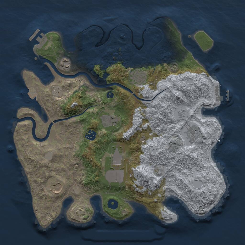 Rust Map: Procedural Map, Size: 3500, Seed: 1551749789, 14 Monuments