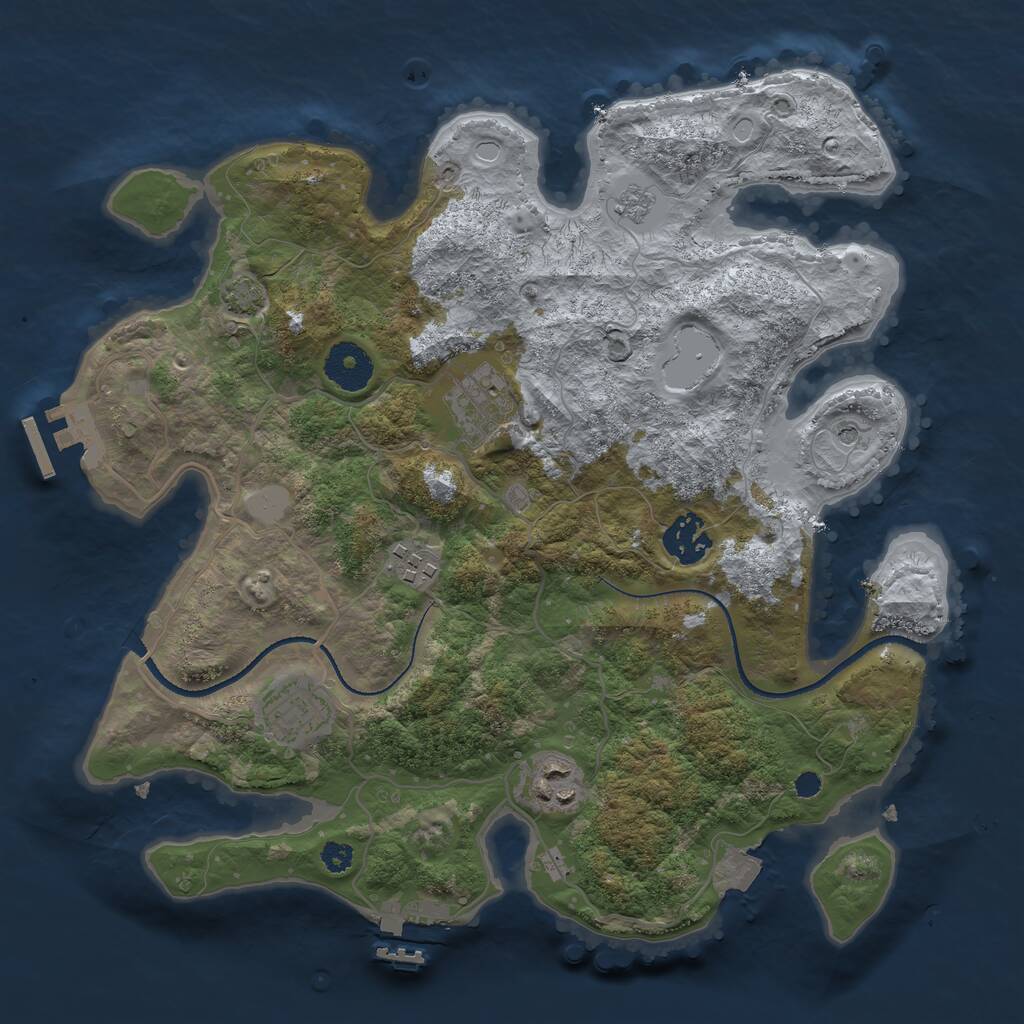 Rust Map: Procedural Map, Size: 3250, Seed: 2032349874, 11 Monuments