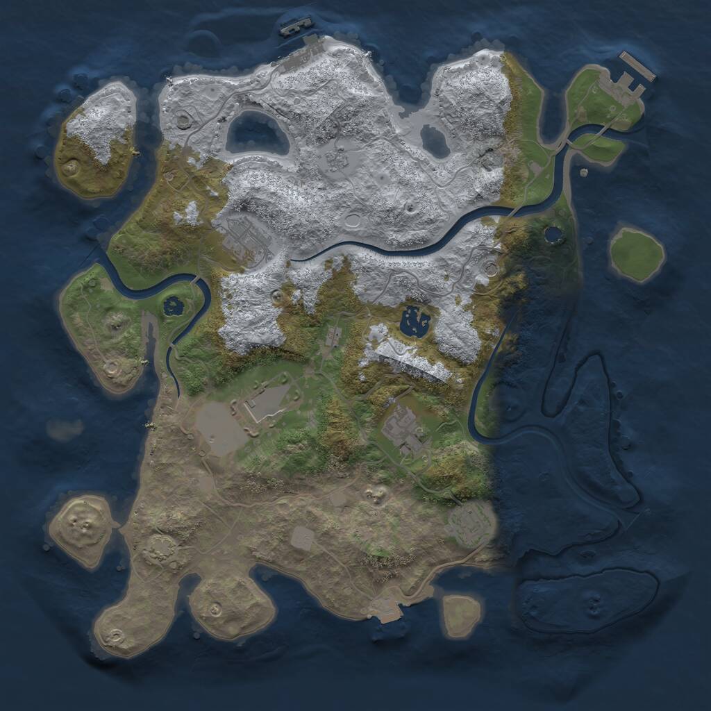 Rust Map: Procedural Map, Size: 3500, Seed: 878918534, 11 Monuments