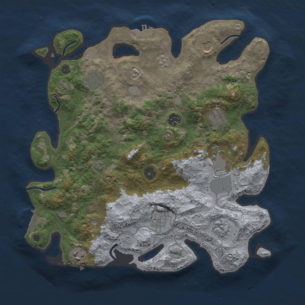 Rust Map: Procedural Map, Size: 3750, Seed: 453818661, 17 Monuments