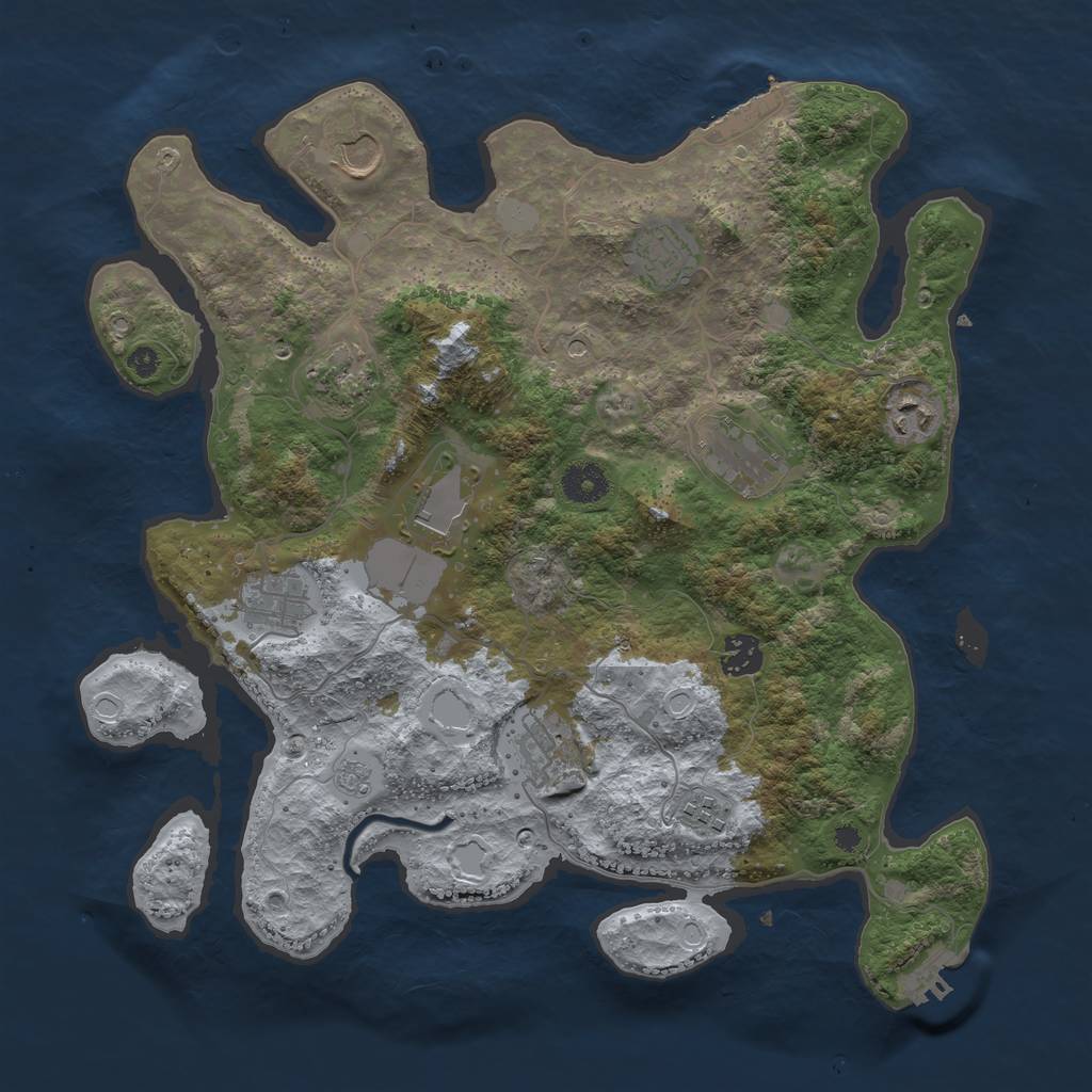 Rust Map: Procedural Map, Size: 3750, Seed: 49255795, 19 Monuments