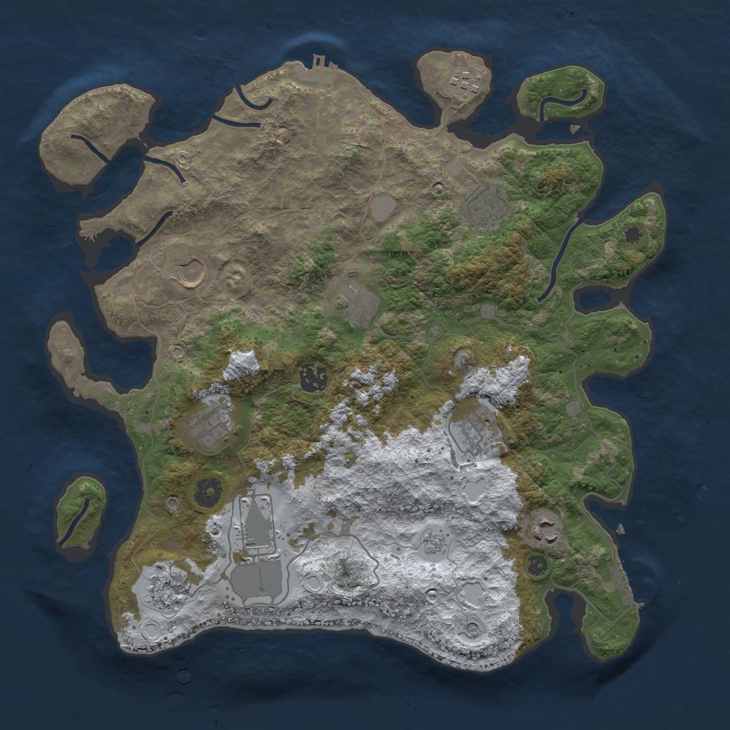 Rust Map: Procedural Map, Size: 3750, Seed: 434414029, 19 Monuments