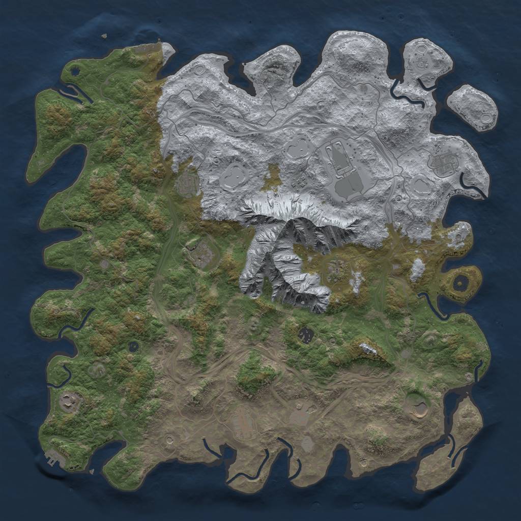 Rust Map: Procedural Map, Size: 5000, Seed: 2321966, 20 Monuments