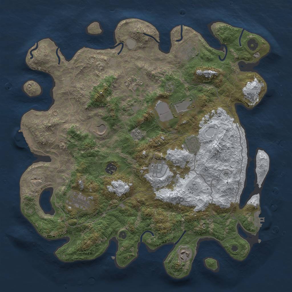 Rust Map: Procedural Map, Size: 4000, Seed: 279197506, 19 Monuments