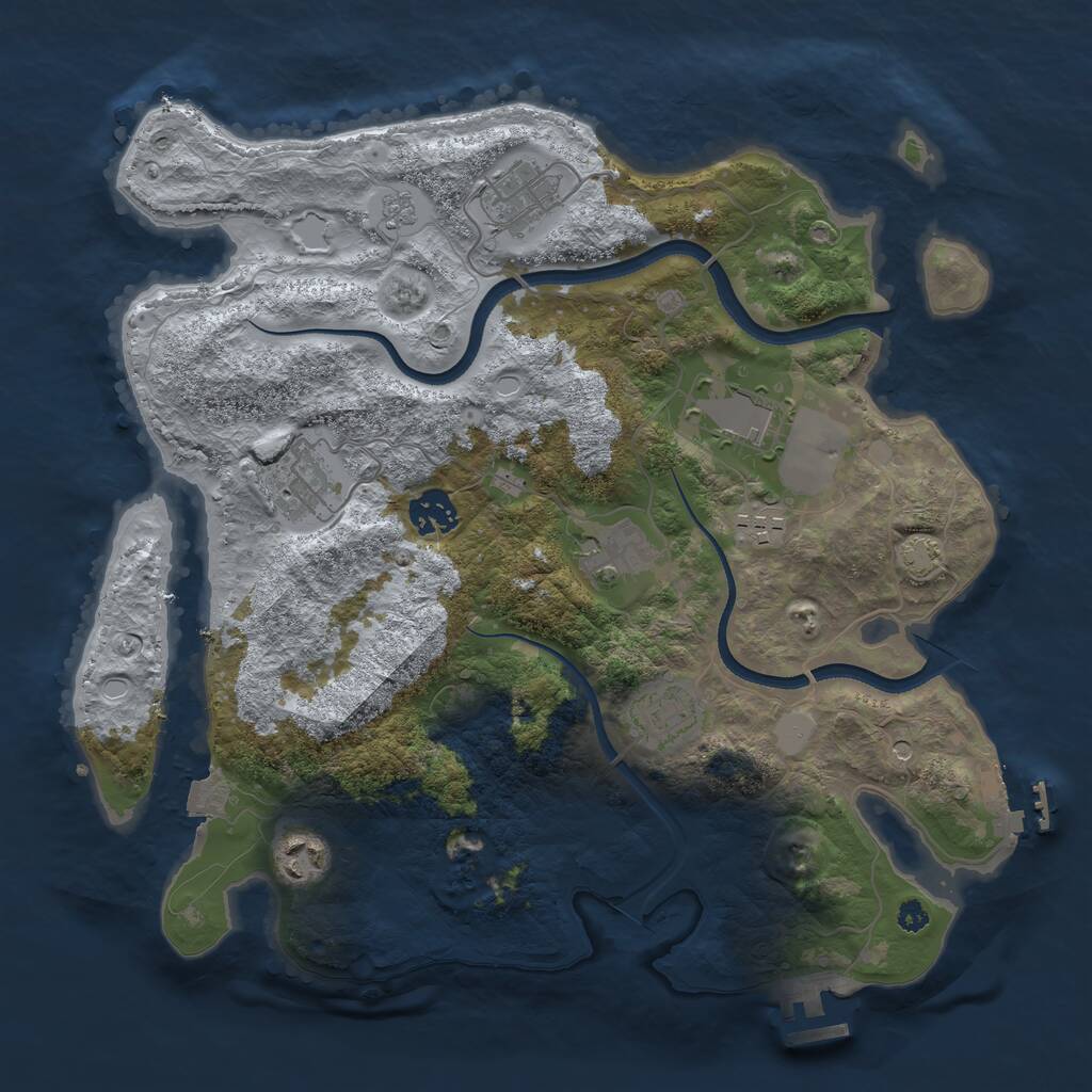 Rust Map: Procedural Map, Size: 3500, Seed: 551398431, 14 Monuments