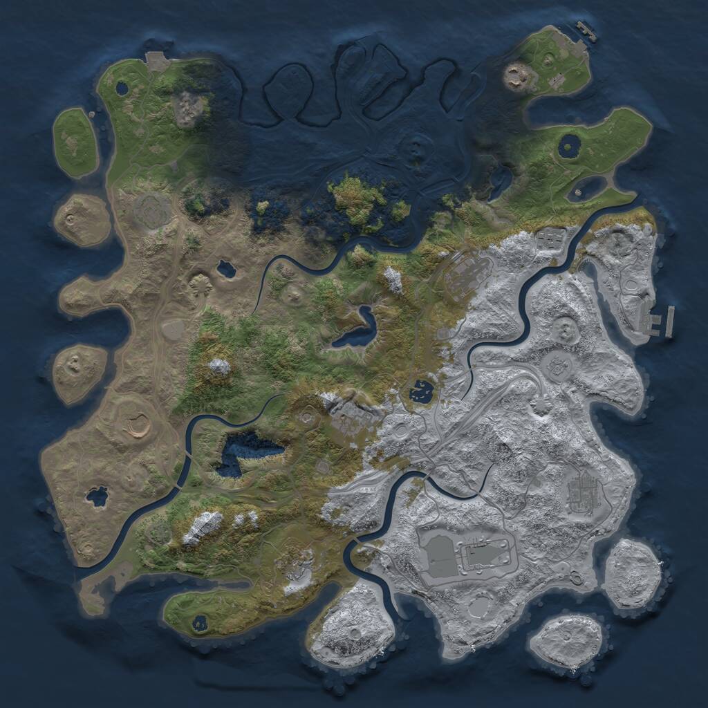 Rust Map: Procedural Map, Size: 4500, Seed: 8723, 16 Monuments