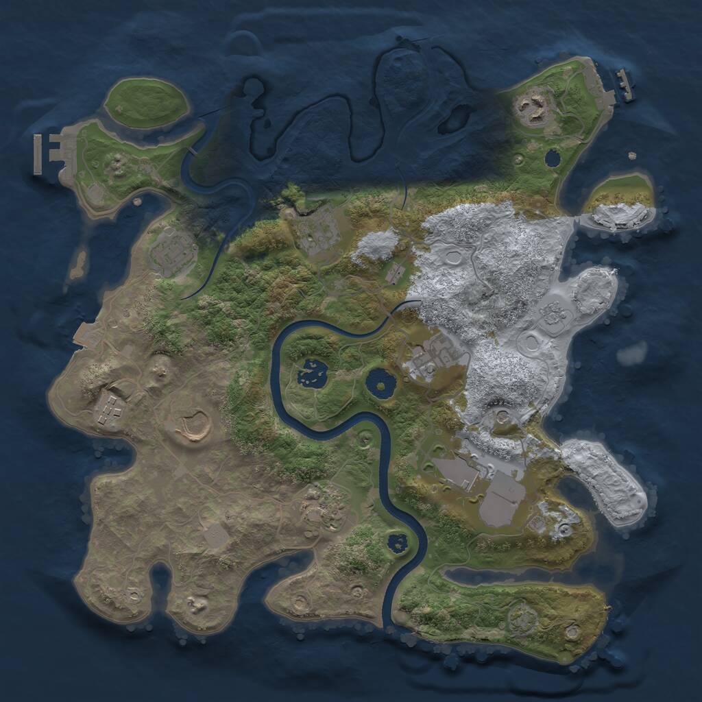 Rust Map: Procedural Map, Size: 3500, Seed: 1132933611, 15 Monuments