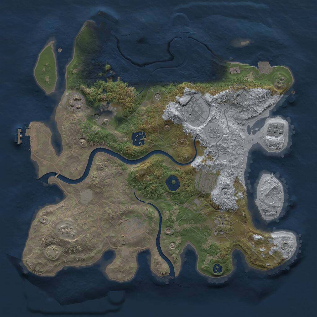 Rust Map: Procedural Map, Size: 3244, Seed: 3381, 14 Monuments