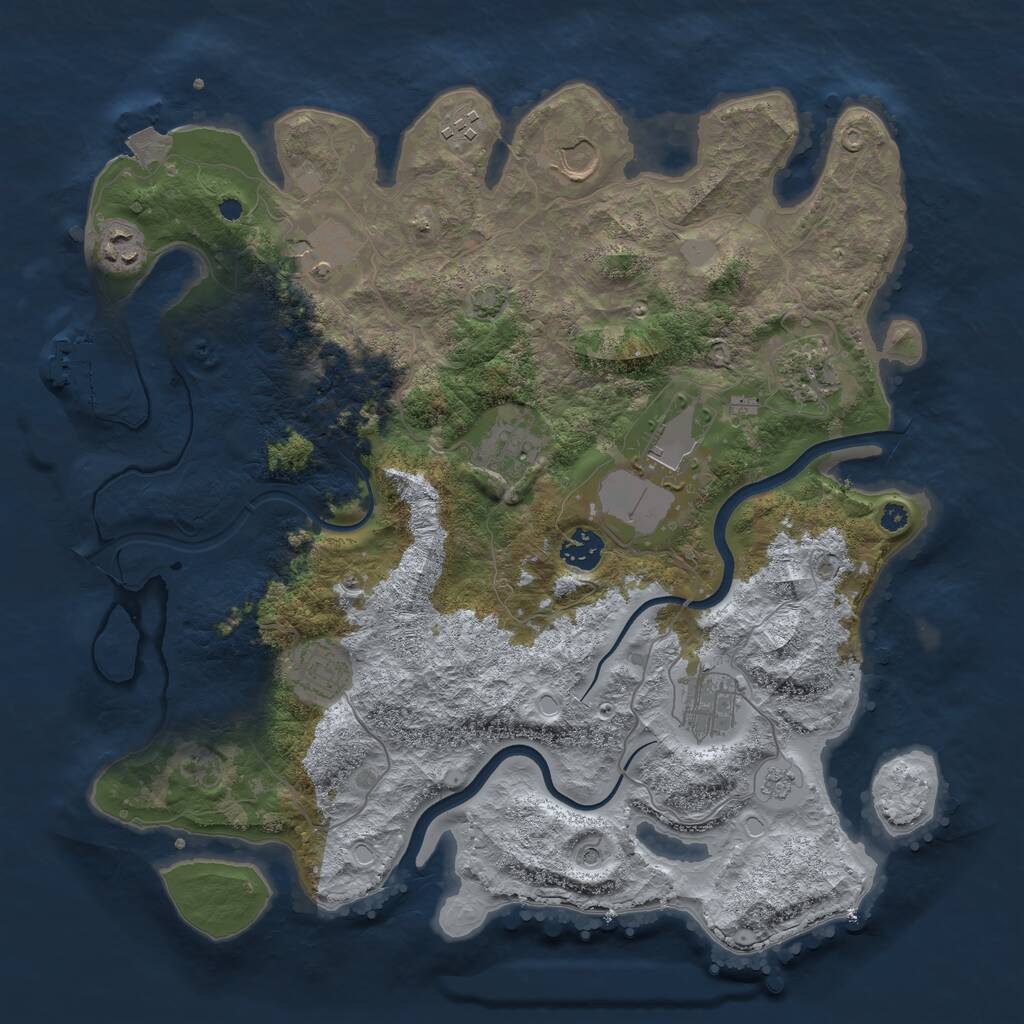 Rust Map: Procedural Map, Size: 3750, Seed: 1028186283, 15 Monuments
