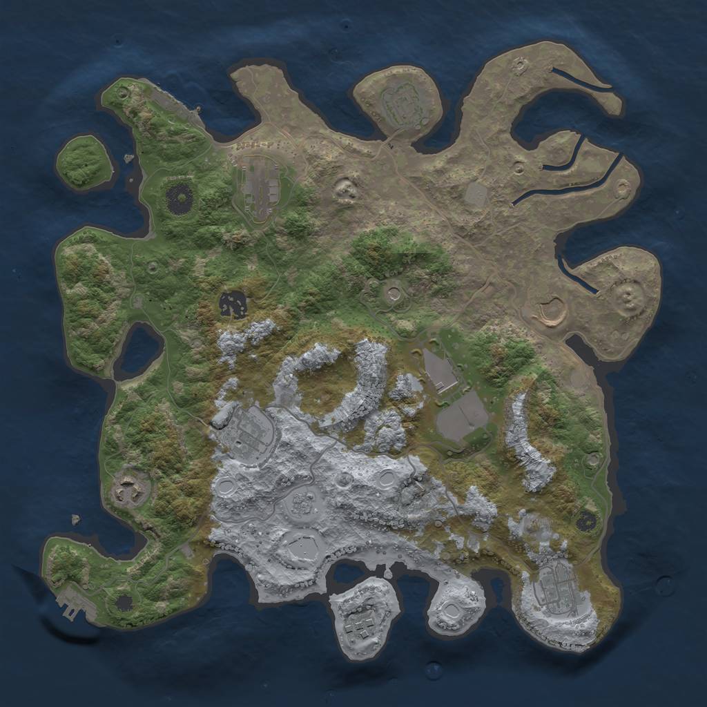 Rust Map: Procedural Map, Size: 3600, Seed: 8884738, 18 Monuments