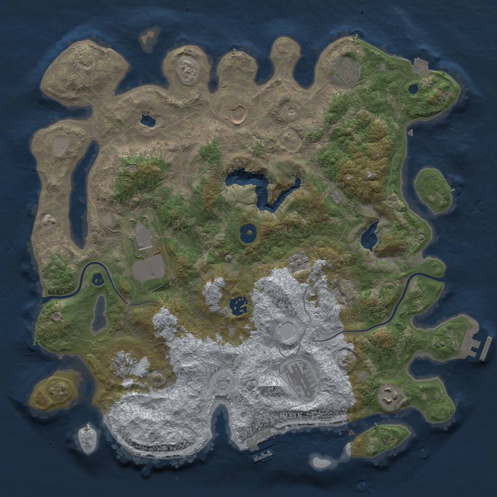 Rust Map: Procedural Map, Size: 4000, Seed: 1960996273, 14 Monuments