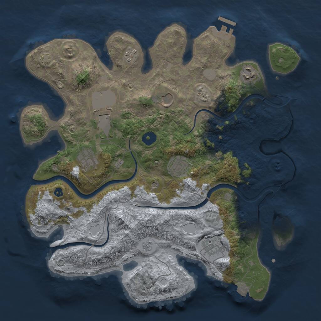 Rust Map: Procedural Map, Size: 3500, Seed: 892992673, 12 Monuments