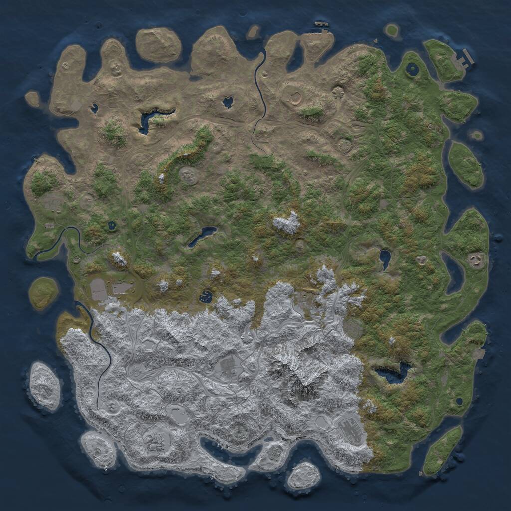 Rust Map: Procedural Map, Size: 6000, Seed: 8899776, 17 Monuments