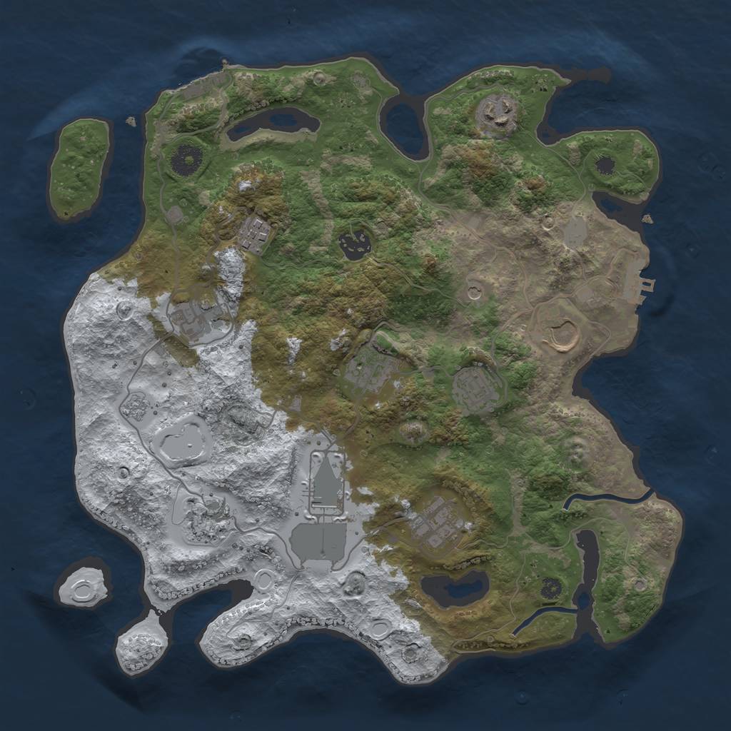 Rust Map: Procedural Map, Size: 3500, Seed: 40612, 19 Monuments