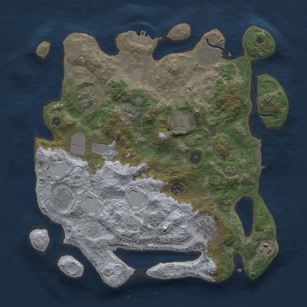 Rust Map: Procedural Map, Size: 3700, Seed: 550551826, 18 Monuments