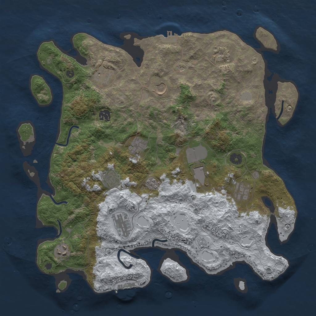 Rust Map: Procedural Map, Size: 3950, Seed: 625877518, 20 Monuments