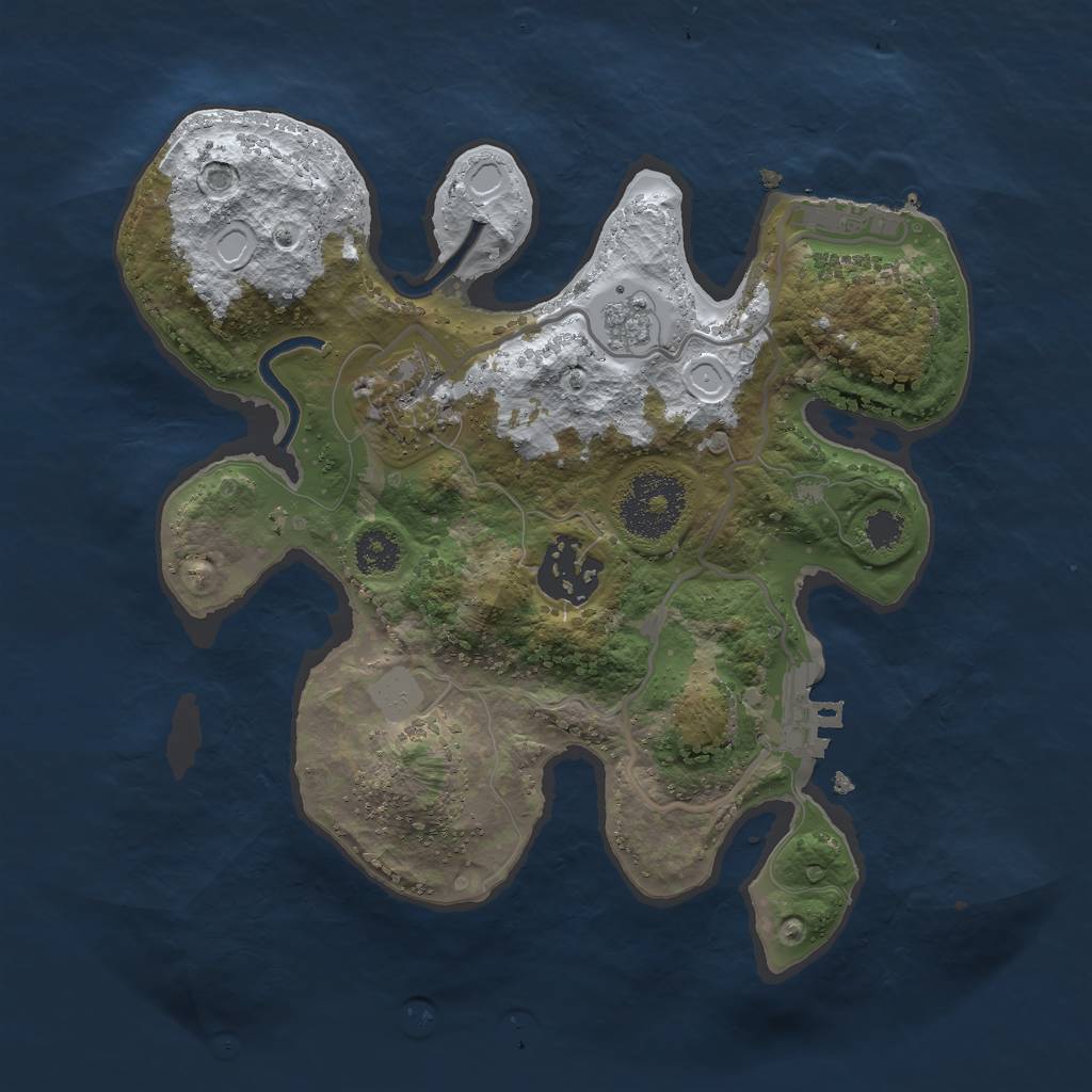 Rust Map: Procedural Map, Size: 2500, Seed: 381716, 10 Monuments
