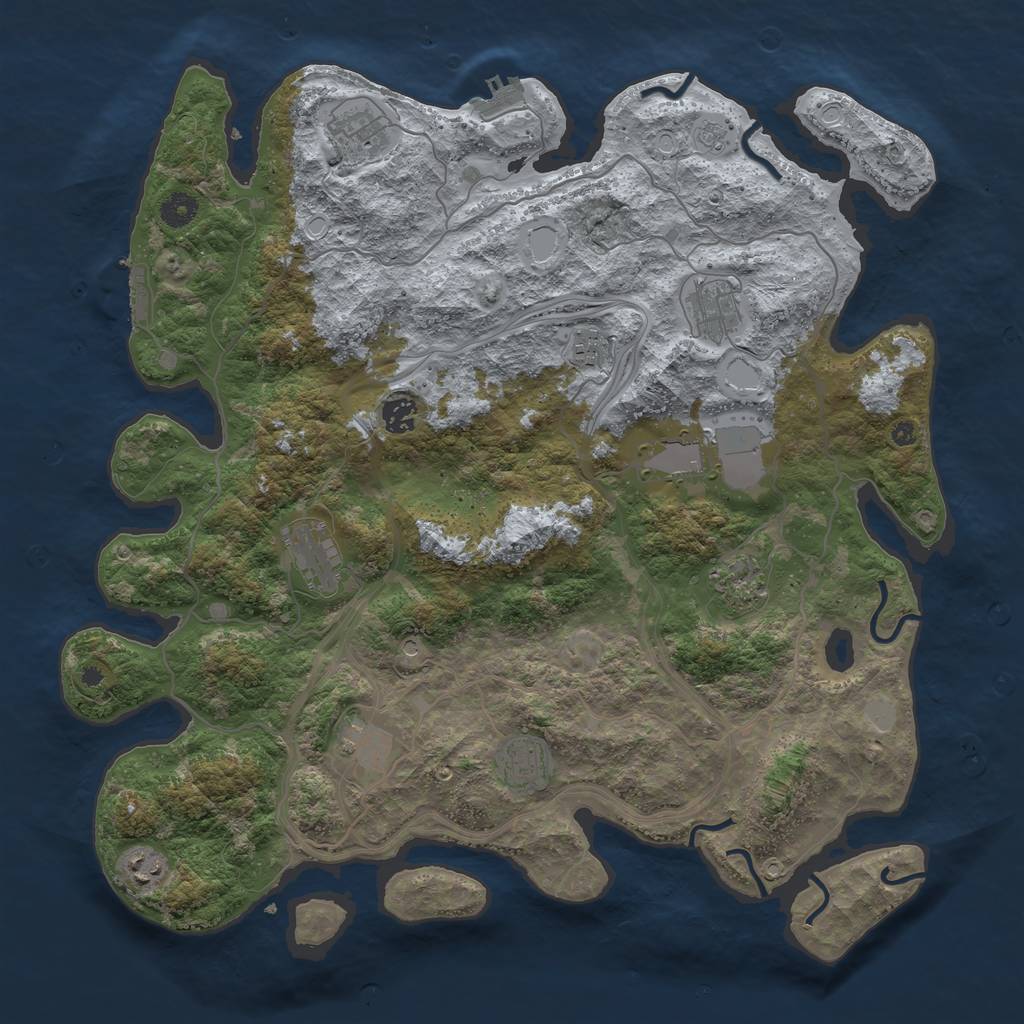 Rust Map: Procedural Map, Size: 4250, Seed: 744703142, 19 Monuments
