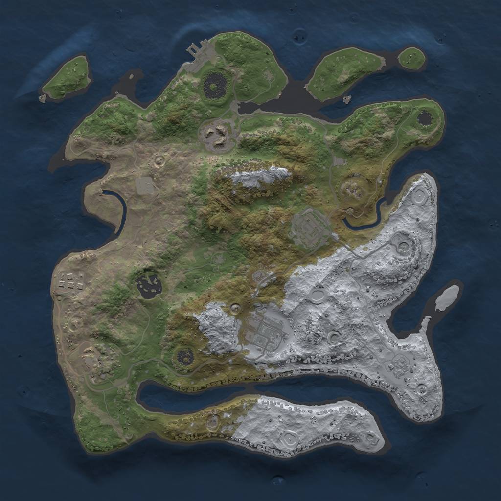Rust Map: Procedural Map, Size: 3000, Seed: 1717617115, 14 Monuments