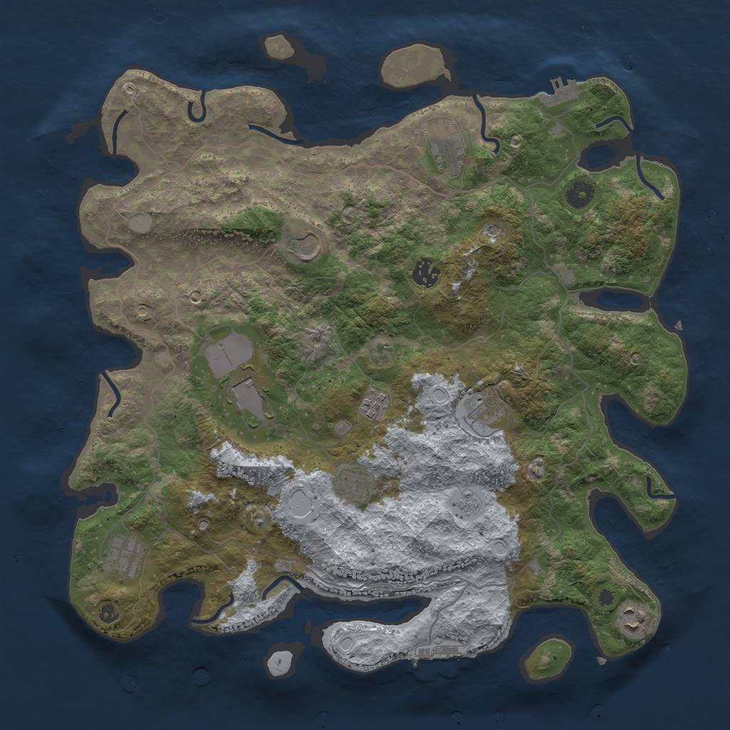 Rust Map: Procedural Map, Size: 4000, Seed: 1081902213, 16 Monuments